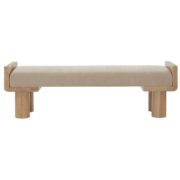 Safavieh Iryna Boucle And Wood Bench Tan / Natural SFV5138B
