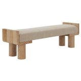 Safavieh Iryna Boucle And Wood Bench Tan / Natural SFV5138B