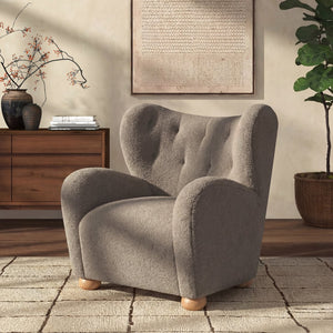 Galloway Wingback Teddy Accent Chair — Plush Supportive Foam, Solid Wood Frame, Cozy Reading Seat