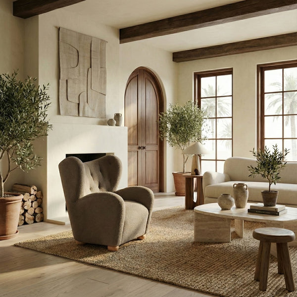 Galloway Wingback Teddy Accent Chair — Plush Supportive Foam, Solid Wood Frame, Cozy Reading Seat