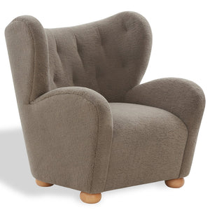 Galloway Wingback Teddy Accent Chair — Plush Supportive Foam, Solid Wood Frame, Cozy Reading Seat