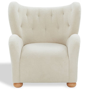 Galloway Wingback Teddy Accent Chair — Plush Supportive Foam, Solid Wood Frame, Cozy Reading Seat