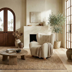 Galloway Wingback Teddy Accent Chair — Plush Supportive Foam, Solid Wood Frame, Cozy Reading Seat
