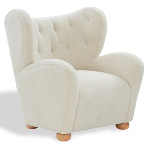 Galloway Wingback Teddy Accent Chair — Plush Supportive Foam, Solid Wood Frame, Cozy Reading Seat