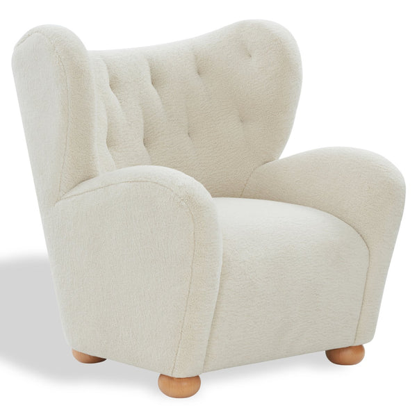 Galloway Wingback Teddy Accent Chair — Plush Supportive Foam, Solid Wood Frame, Cozy Reading Seat