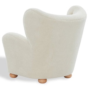 Galloway Wingback Teddy Accent Chair — Plush Supportive Foam, Solid Wood Frame, Cozy Reading Seat