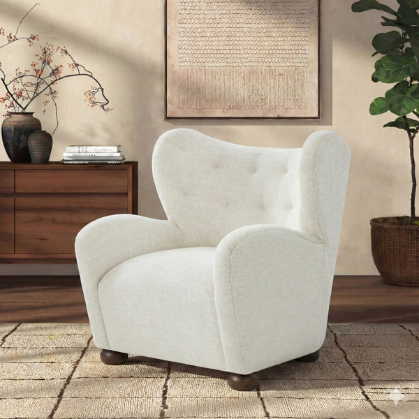 Galloway Wingback Teddy Accent Chair — Plush Supportive Foam, Solid Wood Frame, Cozy Reading Seat