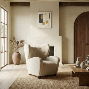 Galloway Wingback Teddy Accent Chair — Plush Supportive Foam, Solid Wood Frame, Cozy Reading Seat