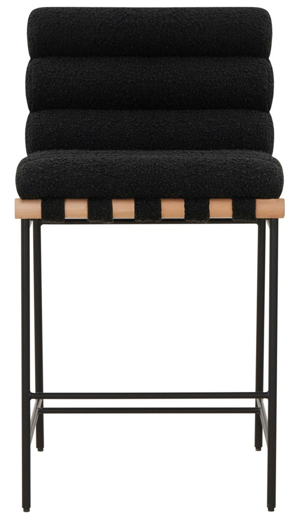 Safavieh Macibella Channel Tufted Boucle Counter Stool Black SFV5142A