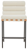 Safavieh Macibella Channel Tufted Boucle Counter Stool Ivory / Black SFV5142B