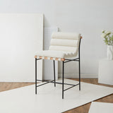 Safavieh Macibella Channel Tufted Boucle Counter Stool Ivory / Black SFV5142B