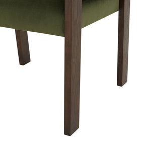 Safavieh Phineus Velvet Channel Tufted Dining Chair - Elegant Green Upholstery With Sturdy Beech Wood Frame Forest Green ,Walnut Wood ,Fabric ,Foam Sfv5144a