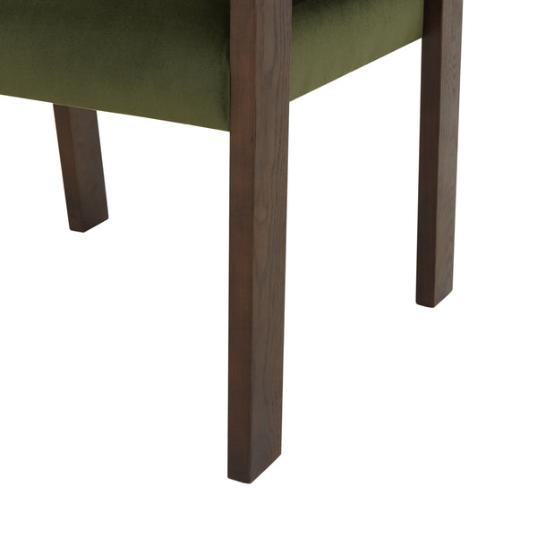 Safavieh Phineus Velvet Channel Tufted Dining Chair - Elegant Green Upholstery With Sturdy Beech Wood Frame Forest Green ,Walnut Wood ,Fabric ,Foam Sfv5144a