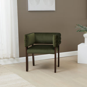 Safavieh Phineus Velvet Channel Tufted Dining Chair - Elegant Green Upholstery With Sturdy Beech Wood Frame Forest Green ,Walnut Wood ,Fabric ,Foam Sfv5144a