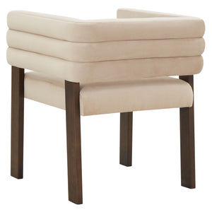 Safavieh Phineus Velvet Channel Tufted Dining Chair - Elegant Green Upholstery With Sturdy Beech Wood Frame Light Brown ,Walnut Wood ,Fabric ,Foam Sfv5144b