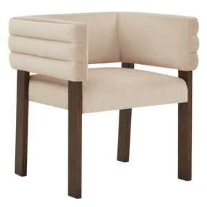 Safavieh Phineus Velvet Channel Tufted Dining Chair - Elegant Green Upholstery With Sturdy Beech Wood Frame Light Brown ,Walnut Wood ,Fabric ,Foam Sfv5144b