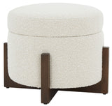 Safavieh Danylyn Boucle Storage Ottoman Cream / Dark Brown SFV5146A