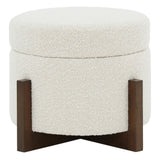 Safavieh Danylyn Boucle Storage Ottoman Cream / Dark Brown SFV5146A