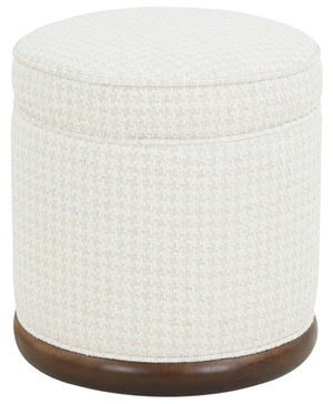 Safavieh Fiorelli Round Boucle Ottoman - Elegant Home Accent With Stylish Comfort And Superior Craftsmanship White ,Walnut Wood ,Fabric ,Foam Sfv5147a