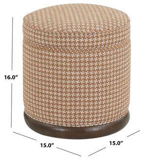 Safavieh Fiorelli Round Boucle Ottoman - Elegant Home Accent With Stylish Comfort And Superior Craftsmanship Brown ,Walnut Wood ,Fabric ,Foam Sfv5147b
