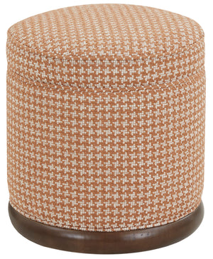 Safavieh Fiorelli Round Boucle Ottoman - Elegant Home Accent With Stylish Comfort And Superior Craftsmanship Brown ,Walnut Wood ,Fabric ,Foam Sfv5147b