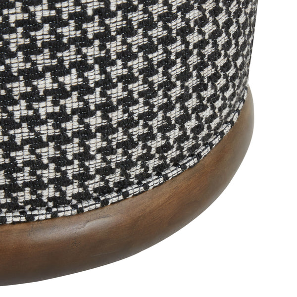 Safavieh Fiorelli Round Boucle Ottoman - Elegant Home Accent With Stylish Comfort And Superior Craftsmanship Black ,Walnut Wood ,Fabric ,Foam Sfv5147c