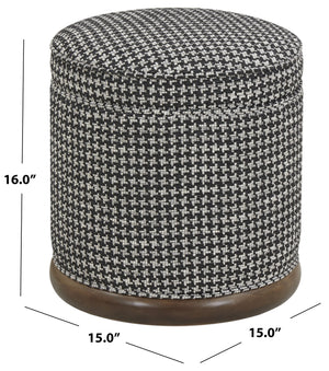 Safavieh Fiorelli Round Boucle Ottoman - Elegant Home Accent With Stylish Comfort And Superior Craftsmanship Black ,Walnut Wood ,Fabric ,Foam Sfv5147c