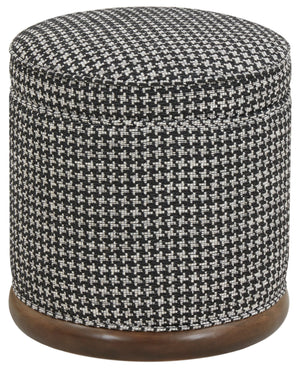 Safavieh Fiorelli Round Boucle Ottoman - Elegant Home Accent With Stylish Comfort And Superior Craftsmanship Black ,Walnut Wood ,Fabric ,Foam Sfv5147c