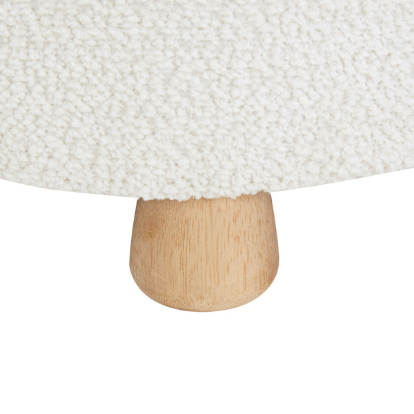 Safavieh Denison Round Chenille Ottoman - Elegant Accent Piece For Living Rooms, Blending Comfort And Style Ivory ,Natural Wood ,Fabric ,Foam Sfv5148a