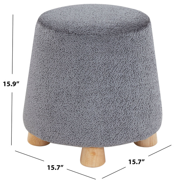 Safavieh Denison Round Chenille Ottoman - Elegant Accent Piece For Living Rooms, Blending Comfort And Style Dark Grey ,Natural Wood ,Fabric ,Foam Sfv5148b