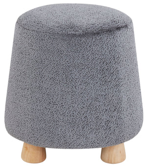 Safavieh Denison Round Chenille Ottoman - Elegant Accent Piece For Living Rooms, Blending Comfort And Style Dark Grey ,Natural Wood ,Fabric ,Foam Sfv5148b