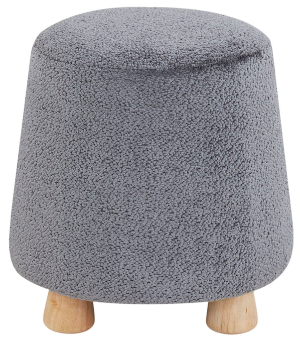 Safavieh Denison Round Chenille Ottoman - Elegant Accent Piece For Living Rooms, Blending Comfort And Style Dark Grey ,Natural Wood ,Fabric ,Foam Sfv5148b