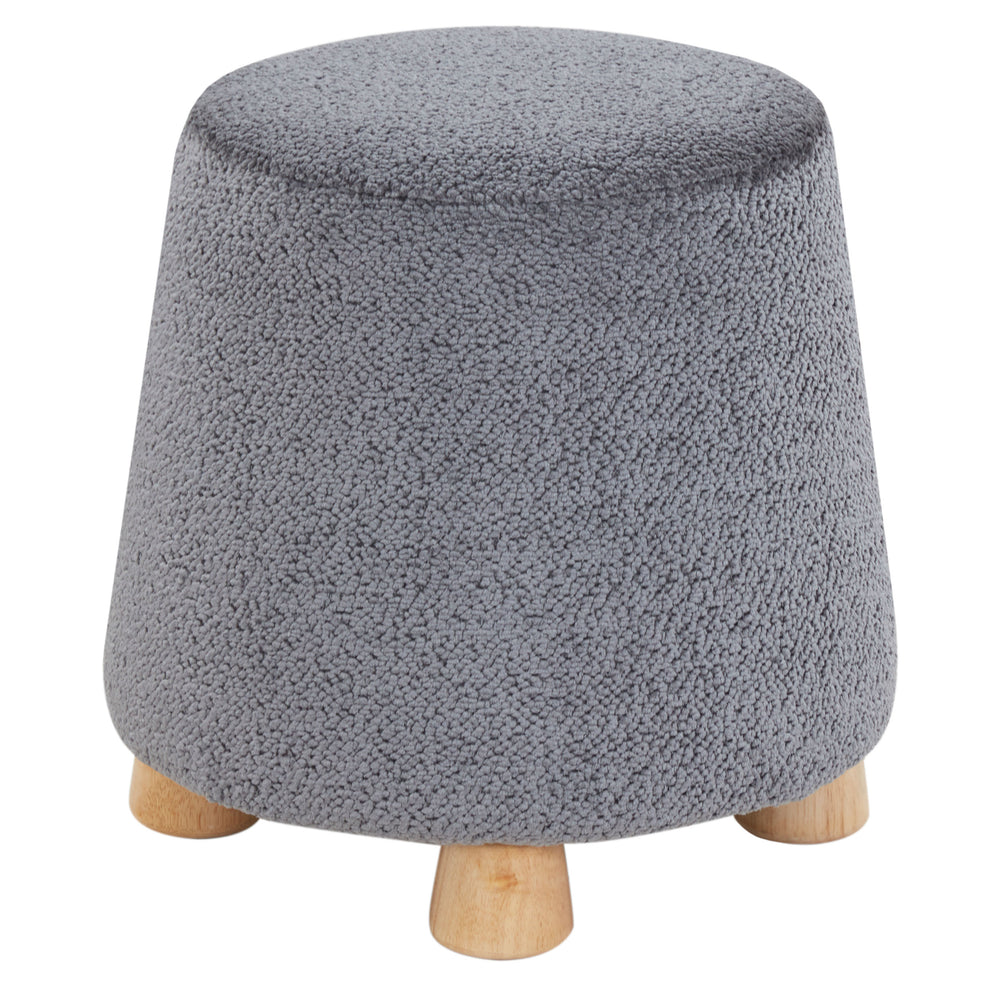 Safavieh Denison Round Chenille Ottoman - Elegant Accent Piece For Living Rooms, Blending Comfort And Style Dark Grey ,Natural Wood ,Fabric ,Foam Sfv5148b