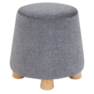 Safavieh Denison Round Chenille Ottoman - Elegant Accent Piece For Living Rooms, Blending Comfort And Style Dark Grey ,Natural Wood ,Fabric ,Foam Sfv5148b