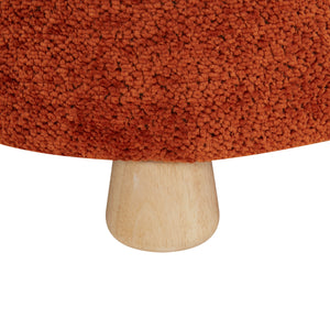 Safavieh Denison Round Chenille Ottoman - Elegant Accent Piece For Living Rooms, Blending Comfort And Style Rust ,Natural Wood ,Fabric ,Foam Sfv5148c