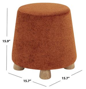 Safavieh Denison Round Chenille Ottoman - Elegant Accent Piece For Living Rooms, Blending Comfort And Style Rust ,Natural Wood ,Fabric ,Foam Sfv5148c
