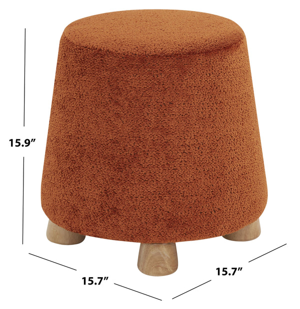 Safavieh Denison Round Chenille Ottoman - Elegant Accent Piece For Living Rooms, Blending Comfort And Style Rust ,Natural Wood ,Fabric ,Foam Sfv5148c