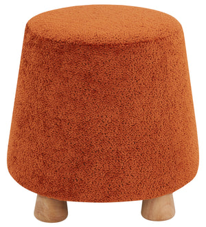 Safavieh Denison Round Chenille Ottoman - Elegant Accent Piece For Living Rooms, Blending Comfort And Style Rust ,Natural Wood ,Fabric ,Foam Sfv5148c