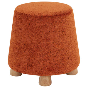Safavieh Denison Round Chenille Ottoman - Elegant Accent Piece For Living Rooms, Blending Comfort And Style Rust ,Natural Wood ,Fabric ,Foam Sfv5148c