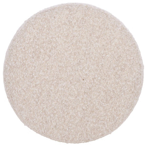 Safavieh TOBIANNA Round Boucle Ottoman - Versatile Accent Piece for Modern Living Rooms and Cozy Spaces Cream / Burl SFV5149A