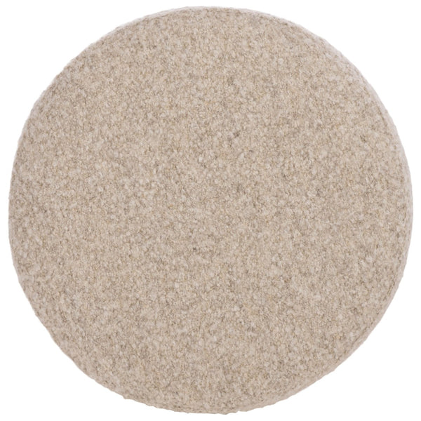 Safavieh TOBIANNA Round Boucle Ottoman - Versatile Accent Piece for Modern Living Rooms and Cozy Spaces Beige / Burl SFV5149B