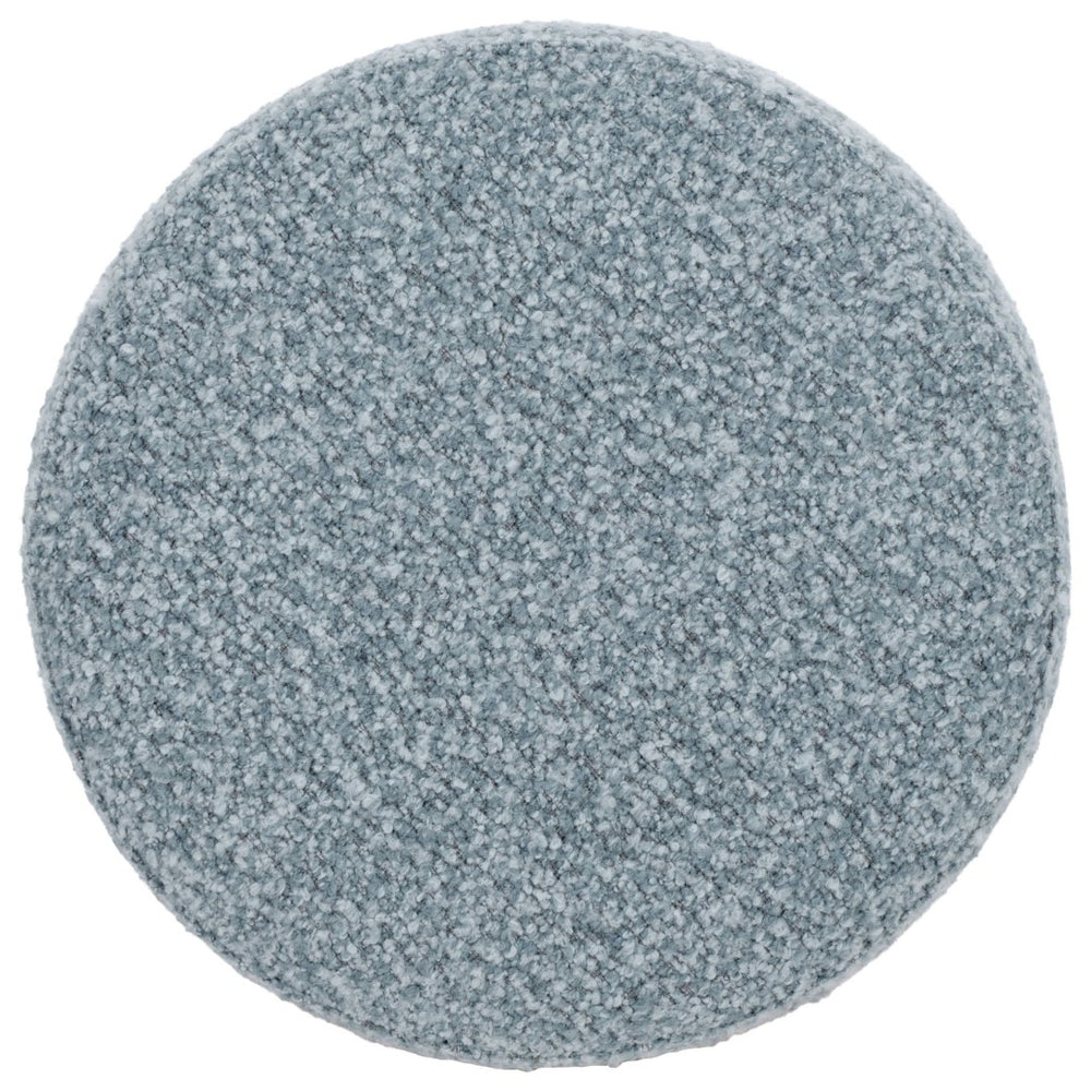 Safavieh TOBIANNA Round Boucle Ottoman - Versatile Accent Piece for Modern Living Rooms and Cozy Spaces Blue / Burl SFV5149C