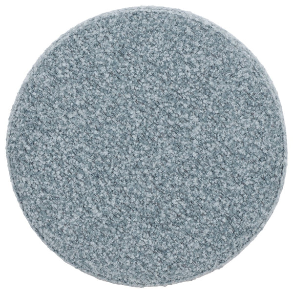 Safavieh TOBIANNA Round Boucle Ottoman - Versatile Accent Piece for Modern Living Rooms and Cozy Spaces Blue / Burl SFV5149C