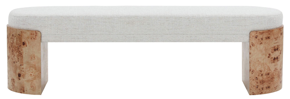 Safavieh Nessabella Burl Leg Bench – Elegant White Accent For Living Spaces, Durable Comfort And Style Burl ,White Wood ,Fabric ,Foam Sfv5150a