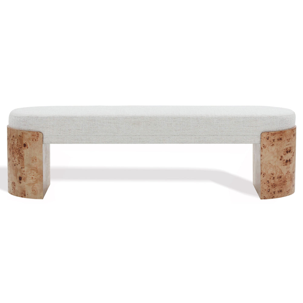 Safavieh Nessabella Burl Leg Bench – Elegant White Accent For Living Spaces, Durable Comfort And Style Burl ,White Wood ,Fabric ,Foam Sfv5150a