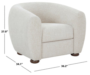 Safavieh Freddy Barrel Back Accent Chair Rubberwood Frame Fabric Upholstered Living Room Seat SFV5151A