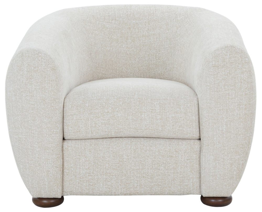 Safavieh Freddy Barrel Back Accent Chair Rubberwood Frame Fabric Upholstered Living Room Seat SFV5151A