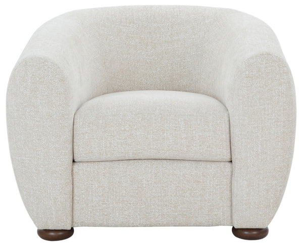 Safavieh Freddy Barrel Back Accent Chair Rubberwood Frame Fabric Upholstered Living Room Seat SFV5151A