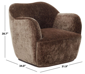 Safavieh Elizandra Chenille Swivel Accent Chair Foam Cushioned Wood Frame for Living Room BROWN SFV5152A