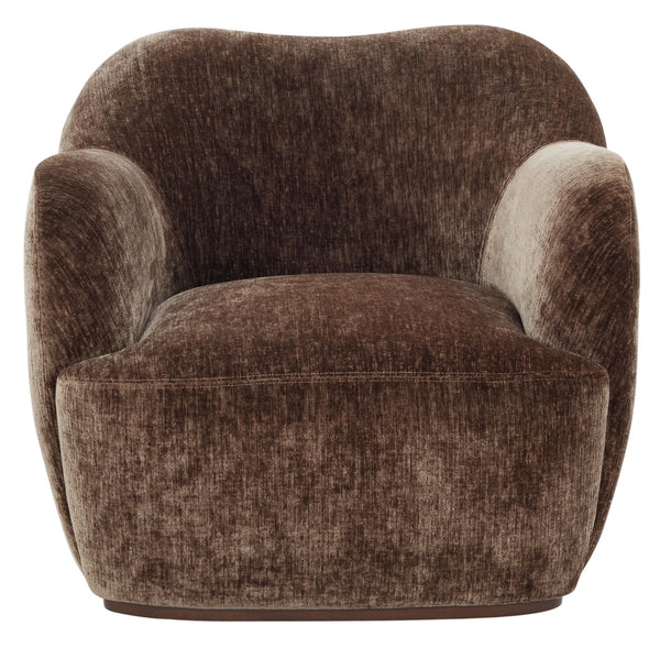 Safavieh Elizandra Chenille Swivel Accent Chair Foam Cushioned Wood Frame for Living Room BROWN SFV5152A